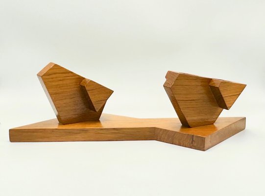 Mid-Century Modern Teak Birds Sculpture with Candleholder, 1960s-ZCY-1785597