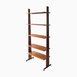 Mid-Century Modern Teak Brass Shelving, Italy, 1950-UZ-863056