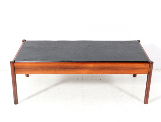 Mid-Century Modern Teak Coffee Table with Slate Top, 1960s-MY-1799114