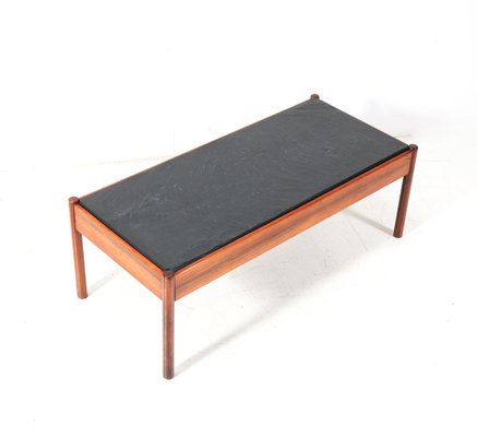 Mid-Century Modern Teak Coffee Table with Slate Top, 1960s-MY-1799114