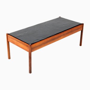 Mid-Century Modern Teak Coffee Table with Slate Top, 1960s-MY-1799114