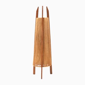 Mid-Century Modern Teak Tripod Floor Lamp with Hemp Strings from Fog & Mørup, 1960s-MY-1372023