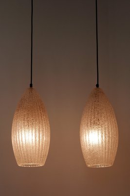 Mid-Century Modern Textured Glass Pendant Ceiling Lamps, 1960s, Set of 2-WPT-605968