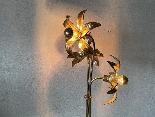 Mid-Century Modern Triple Flower Shade Floor Lamp in Brass by Willy Daro for Massive, 1970s-RDS-1452326