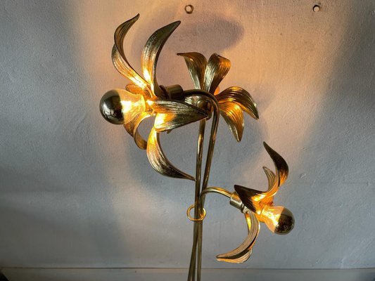 Mid-Century Modern Triple Flower Shade Floor Lamp in Brass by Willy Daro for Massive, 1970s-RDS-1452326