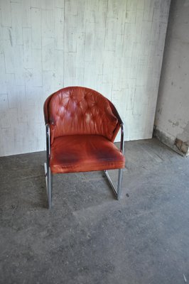 Mid-Century Modern Tufted Leather Armchair, 1970s-OXJ-699500