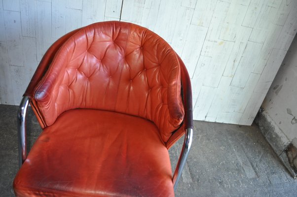 Mid-Century Modern Tufted Leather Armchair, 1970s-OXJ-699500