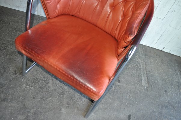 Mid-Century Modern Tufted Leather Armchair, 1970s-OXJ-699500