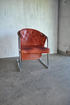 Mid-Century Modern Tufted Leather Armchair, 1970s-OXJ-699500