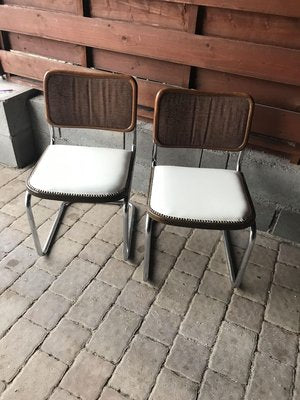 Mid-Century Modern Upholstered Chrome Dining Chairs, 1970s, Set of 4-OXJ-841553