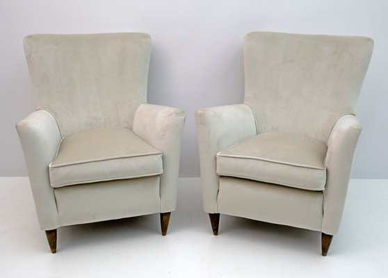 Mid-Century Modern Velvet Armchairs by Gio Ponti for ISA, Italy, 1950s, Set of 2-FER-1107367