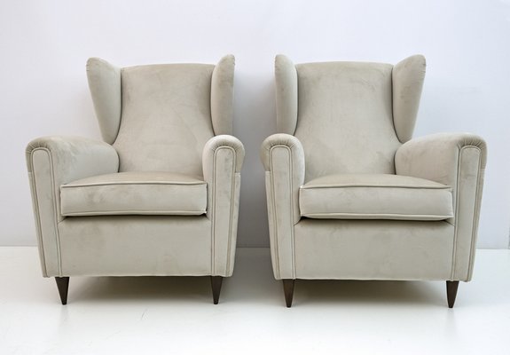 Mid-Century Modern Velvet Armchairs by Gio Ponti, Italy, 1950s, Set of 2-FER-1317808