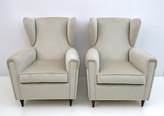 Mid-Century Modern Velvet Armchairs by Gio Ponti, Italy, 1950s, Set of 2-FER-1317808