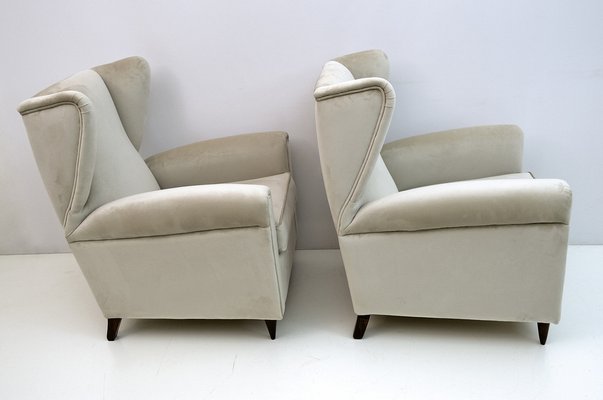 Mid-Century Modern Velvet Armchairs by Gio Ponti, Italy, 1950s, Set of 2-FER-1317808