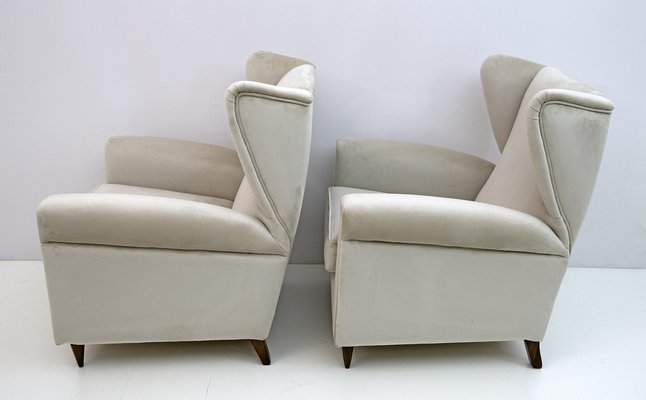 Mid-Century Modern Velvet Armchairs by Gio Ponti, Italy, 1950s, Set of 2-FER-1317808