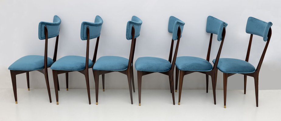 Mid-Century Modern Velvet Dining Chairs attributed to Ico & Luisa Parisi for Ariberto Colombo, 1950s, Set of 6-FER-1705662