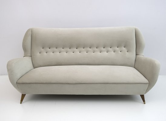 Mid-Century Modern Velvet Sofa by Gio Ponti for Isa, 1950s-FER-1314907