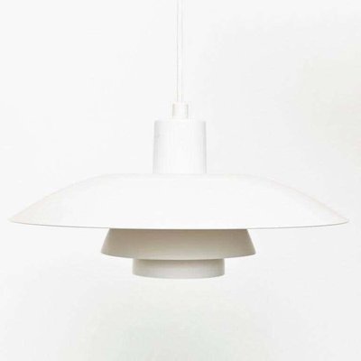 Mid-Century Modern, White and Orange Metal Ceiling Lamp attributed to Poul Henningsen, 1960s-WM-1441757