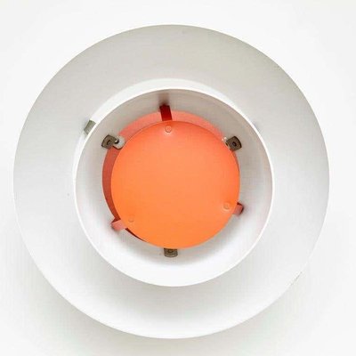 Mid-Century Modern, White and Orange Metal Ceiling Lamp attributed to Poul Henningsen, 1960s-WM-1441757