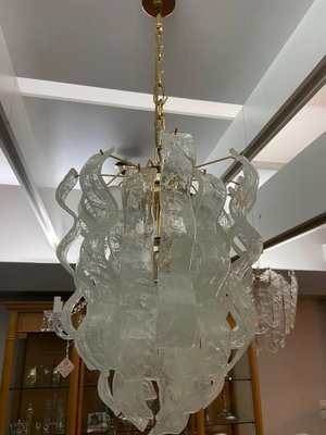 Mid-Century Modern White Murano Glass Cascade Chandelier attributed to Mazzega, 1970s-NMK-1815623