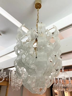 Mid-Century Modern White Murano Glass Cascade Chandelier attributed to Mazzega, 1970s-NMK-1815623