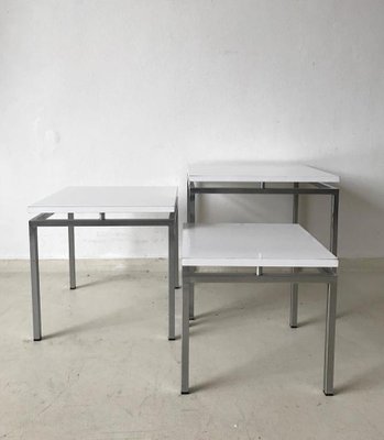 Mid-Century Modern White Nesting Tables, 1960s, Set of 3-LL-1721122