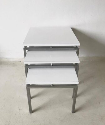 Mid-Century Modern White Nesting Tables, 1960s, Set of 3-LL-1721122