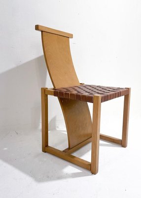 Mid-Century Modern Wood and Leather Chairs, Italy, 1950s, Set of 6-FGA-1421051