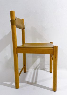 Mid-Century Modern Wood and Leather Chairs, Italy, 1960s, Set of 6-FGA-1723523