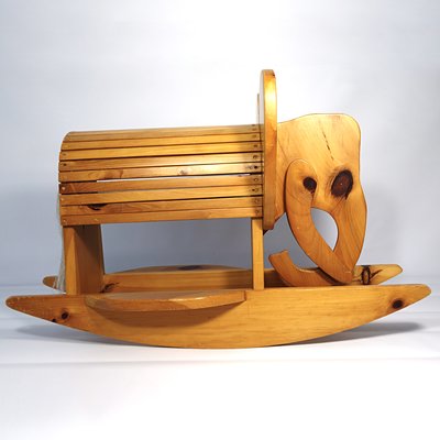 Mid-Century Modern Wooden Rocking Elephant-RY-694598