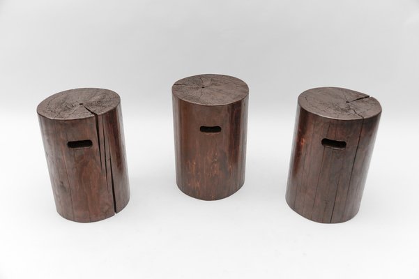 Mid-Century Modern Wooden Stool, French Alps, 1950s-KQB-1803184