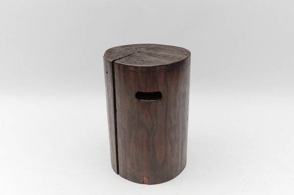 Mid-Century Modern Wooden Stool from the French Alps, 1950s-KQB-1802848