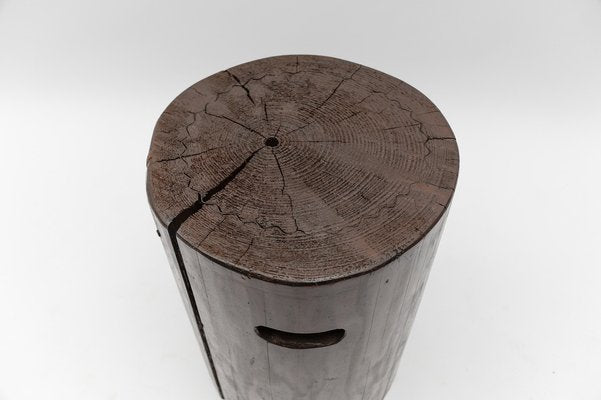 Mid-Century Modern Wooden Stool from the French Alps, 1950s-KQB-1802848