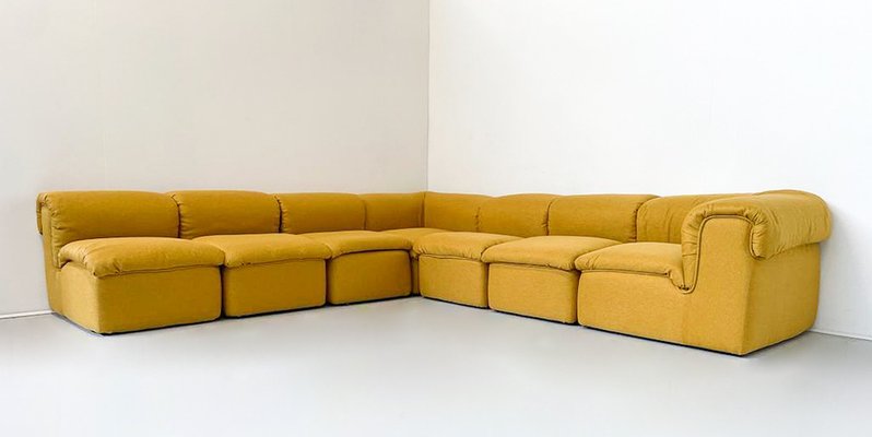 Mid-Century Modern Yellow Modular Sofa, 1960s, Set of 7-FGA-1723796