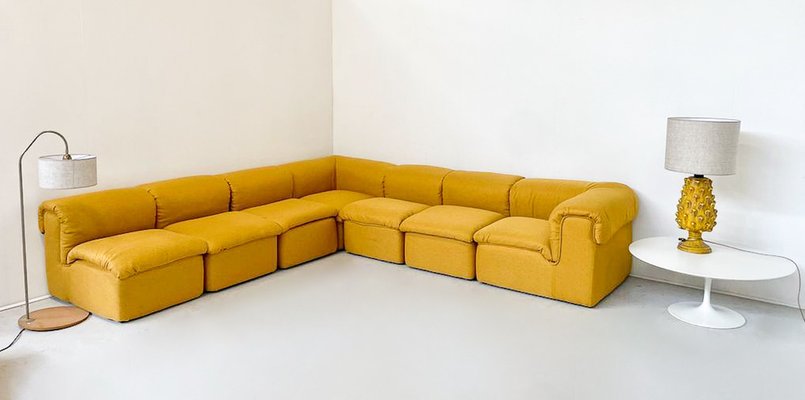 Mid-Century Modern Yellow Modular Sofa, 1960s, Set of 7-FGA-1723796