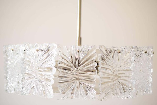 Mid-Century Modernist Etched Glass Chandelier by Kinkeldey-SPD-974654