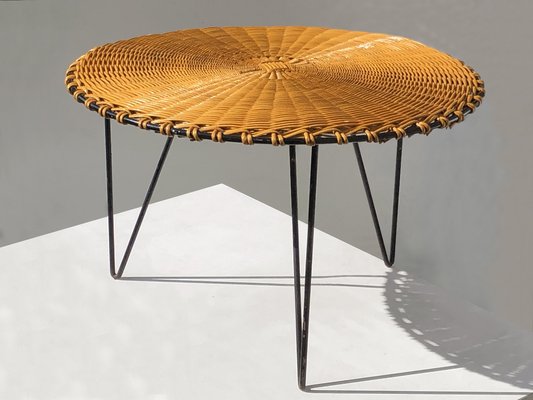 Mid-Century Modernist Rattan offee Table attributed to Raoul Guys, France, 1950s-NLF-2041040