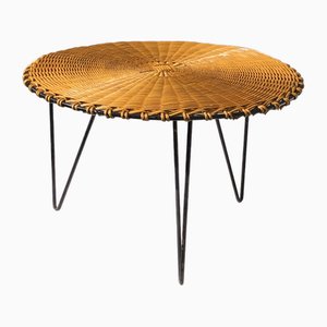 Mid-Century Modernist Rattan offee Table attributed to Raoul Guys, France, 1950s-NLF-2041040