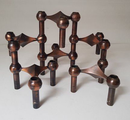 Mid-Century Modular Candleholders by Caesar Stoffi for BMF, 1960s, Set of 6-QDP-726079