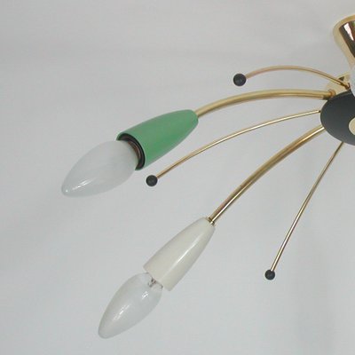 Mid-Century Multi Color & Brass Sputnik Flush Mount, Germany, 1950s-OE-1165862