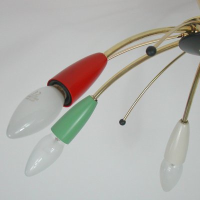 Mid-Century Multi Color & Brass Sputnik Flush Mount, Germany, 1950s-OE-1165862