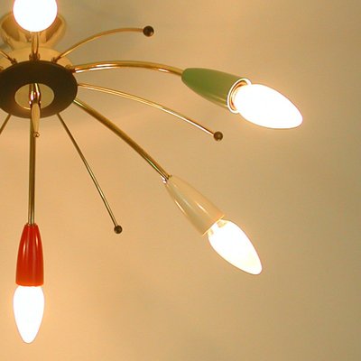 Mid-Century Multi Color & Brass Sputnik Flush Mount, Germany, 1950s-OE-1165862