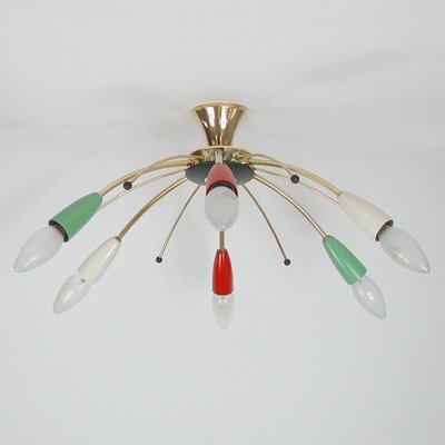 Mid-Century Multi Color & Brass Sputnik Flush Mount, Germany, 1950s-OE-1165862