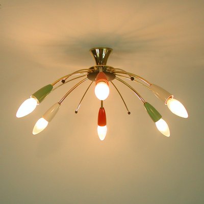 Mid-Century Multi Color & Brass Sputnik Flush Mount, Germany, 1950s-OE-1165862