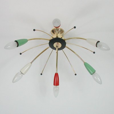 Mid-Century Multi Color & Brass Sputnik Flush Mount, Germany, 1950s-OE-1165862