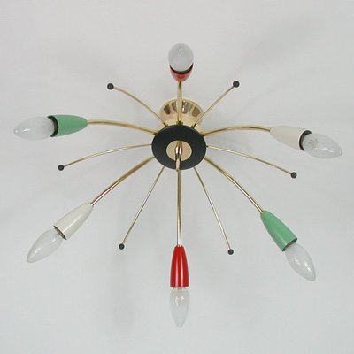 Mid-Century Multi Color & Brass Sputnik Flush Mount, Germany, 1950s-OE-1165862