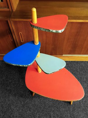 Mid-Century Multicolored Kidney-Shaped Plant or Flower Stand, 1950s-QBR-1017387