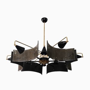 Mid-Century Murano Glass and Brass Ceiling Lamp, 1980s-UH-655575