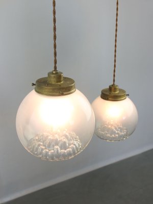 Mid-Century Murano Glass and Brass Pendant Lamp-HGJ-1251382