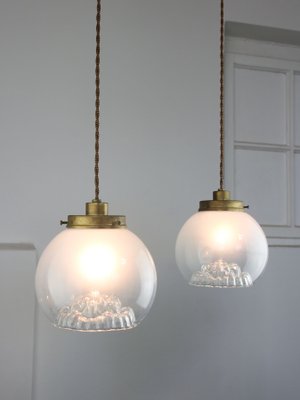 Mid-Century Murano Glass and Brass Pendant Lamp-HGJ-1251382